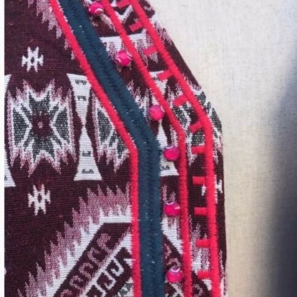 Oober Swank Beaded Ikat Blazer Jacket Wine Red - Picture 2 of 3